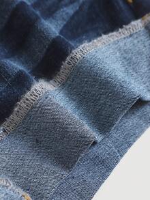 Girlism Teen GirlDark Blue Denim Low Waist Elastic Skinny Shorts - Light Wash - View 4