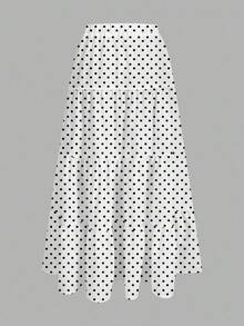 SHEIN EZwear Vhi休闲度假蛋糕裙，女士夏季服装，女士度假服装，女士沙滩装，波点裙 - 彩色 - 查看 2