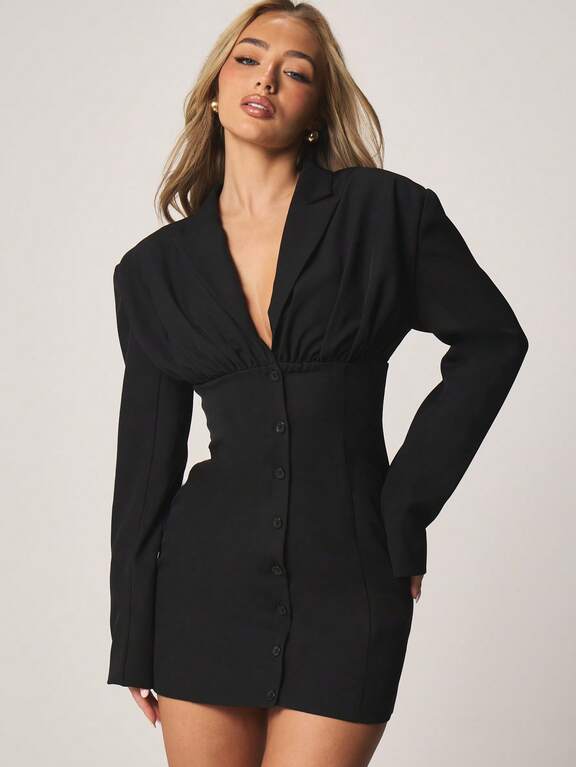 missguided asymmetric blazer dress Missguided Black One Shoulder Blazer Dress Asymmetrical Design Size 8