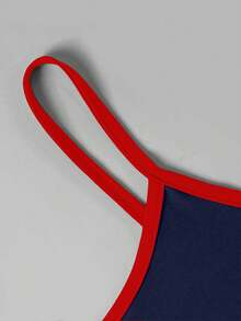 INAWLY Y2K Flower Graphic Camisole Top Graphic Tees Women Tops - Navy Blue - View 3