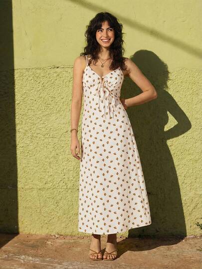 Felipe Marques فستان ماكسي بحمالات رفيعة وظهر مفتوح وطبعة زهور، مناسب للكاجوال والشاطئ والحفلات البوهيمية، مناسب للخريف والربيع والشتاء