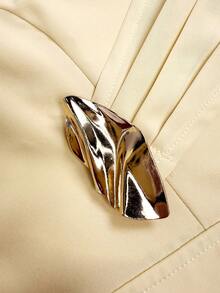 GlowEve Bộ 2 món quần ống loe màu vàng thanh lịch dành cho nữ, kiểu dáng công sở, có cúc trang trí, dáng xếp ly, thích hợp mặc đi làm. - Màu vàng - Xem 4