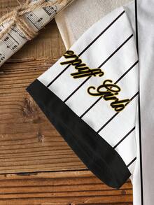 THE POWERPUFF GIRLS X SHEIN Young Girl Blossom, Bubbles, Buttercup Pattern Round Neck Short Sleeve T-Shirt - White - View 6