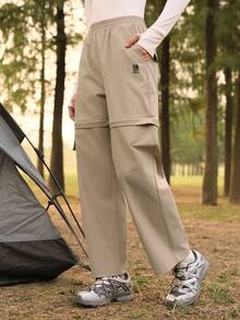 SHEIN In My Nature Pantalones de senderismo rectos con carga desmontable para mujer - Caqui - Ver 4