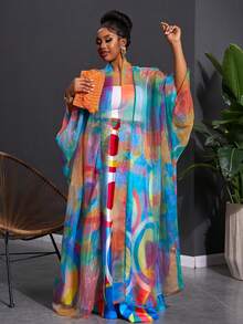 Slaydiva Plus Size 2026 Full Print Kimono Jacket, Suitable For Party, Vacation, Beach, Spring Outing - Multicolor - View 1