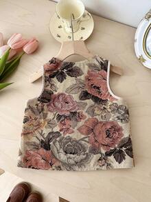 LMoss Kids Young Girl Ditsy Floral Casual Vest - Multicolor - View 2