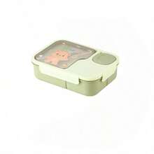 1个卡通可爱带隔层的大容量午餐盒，配有蘸酱盒、米饭餐具，午餐盒可微波加热 - 彩色 - 查看 13