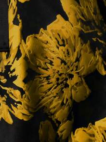 Lyxana 蕾丝提花拼接V领系带裹身优雅中长连衣裙 - 黃色 - 查看 7