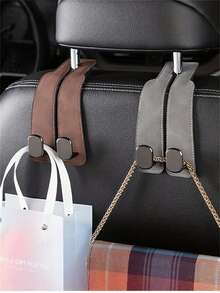 4-Piece Car Hook Set, Car Seat Cover With Hidden Hook, PU Leather Material, Car Accessories, Car Interior Accessories, Car Bag Storage Hook, Car Seat Backrest Upgrade Hidden Hook, ABS Rear Car Bag Storage Hook, Suitable For Various Car Models, Travel, Outdoor, Back To School Season Women's Storage And Organization, Travel Essential Gifts - Multicolor - View 4
