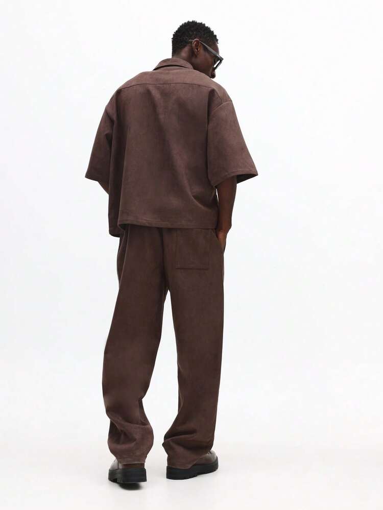 Suede Zip-Up Jacket And Pants Set