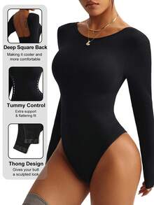 Dewbera Women's Solid Color Round Neck Long Sleeve Jumpsuit