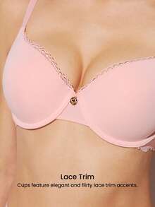 LUVLETTE Dream Curve Support + Smooth & Lace Push Up Pink Classic  Demi Lingerie Bra