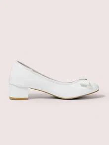 CUCCOO DOLLMOD 女士黑色时尚经典可爱蝴蝶结学院风洛丽塔风格玛丽珍低跟鞋 - 白色 - 查看 9