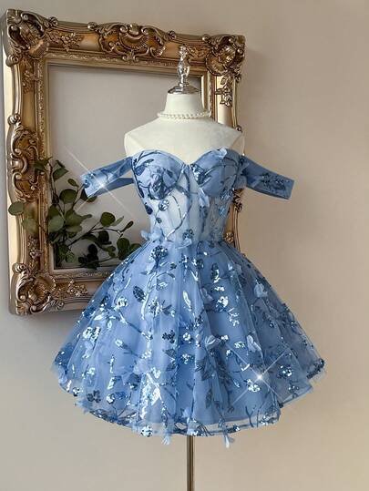 Lovelzi Elegante y romántico vestido de fiesta de corte sirena en color verde hierba con hombros descubiertos, lujoso bordado de flores 3D y lentejuelas, cintura transparente. Adecuado para graduación, boda, cumpleaños, fiesta, banquete.