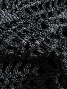 Swim Vcay Conjunto de bikini de halter con cuentas y tela de jacquard para mujer, primavera/verano - Negro - Ver 6