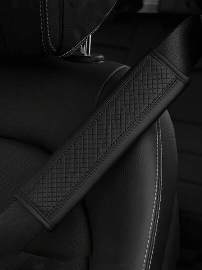 1 Peça Capa Protetora de Cinto de Segurança de Carro em Couro PU Gravado, Acessórios Decorativos Universais para Interior de Carro, Todas as Estações, Acessórios Automotivos