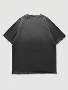 ROMWE MEN Street Life Men's T-Shirt With Street American Design Splatter Paint Zebra Effect - Dark Grey - View 2