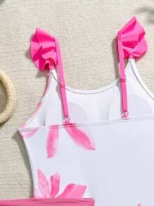 SHEIN Bộ đồ bơi liền thân in hoa cho bé gái 8-12 tuổi, có váy và dây đeo vai thắt nơ dễ thương, thích hợp cho các bé gái tuổi teen đi biển, nghỉ mát, spa. - Nhiều màu - Xem 6