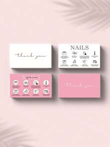 20pcs/Pack, Nail Care Instruction Cards, Suitable For Manicure Salon Customer Care Guide Business Cards,School Supplies,Back To School - Multicolor - View 3