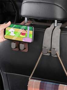 4-Piece Car Hook Set, Car Seat Cover With Hidden Hook, PU Leather Material, Car Accessories, Car Interior Accessories, Car Bag Storage Hook, Car Seat Backrest Upgrade Hidden Hook, ABS Rear Car Bag Storage Hook, Suitable For Various Car Models, Travel, Outdoor, Back To School Season Women's Storage And Organization, Travel Essential Gifts - Multicolor - View 13