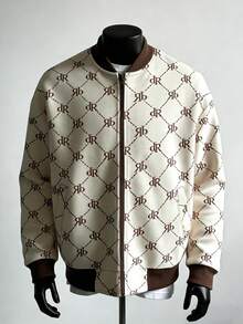 Manfinity Dauomo Men's Casual Fashion Street Full Print Zip-Up Baseball Jacket, Spring/Autumn - Multicolor - View 1