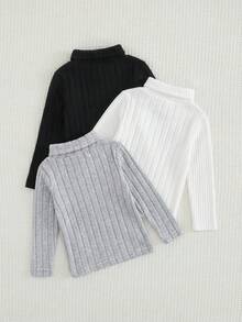 Cozy Pixies Baby Boy Soft Knit Casual Versatile Mandarin Collar Long Sleeve Pullover Top - Multicolor - View 2