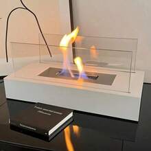 Portable Alcohol Fireplace Lamp - Rectangular Tabletop Design, Glass & Metal Construction For Outdoor Ambiance And BBQ Christmas And Halloween Gifts