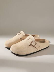 Solecia Giày lười nữ đế bằng màu trơn, trang trí kim loại, kiểu dáng thường ngày, thích hợp cho kỳ nghỉ xuân, lễ Phục sinh và Giáng sinh. - Hạnh nhân # - Xem 2