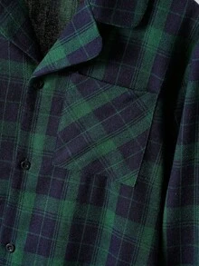 Winter  2pcs Men's Casual Plaid Shirt & Pants Pajama Set, Classic Minimalist Design Pajama Set Teen Boys