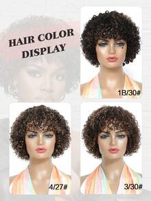 Short Curly Human Hair Wigs 1B/30 Colored Short Curly Wigs For Women 8 Inch Curly Wig 150% Density - S1/30 - View 14