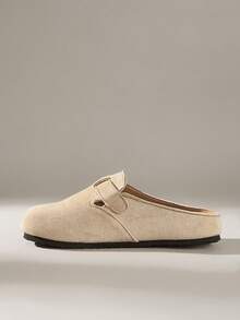 Solecia Giày lười nữ đế bằng màu trơn, trang trí kim loại, kiểu dáng thường ngày, thích hợp cho kỳ nghỉ xuân, lễ Phục sinh và Giáng sinh. - Hạnh nhân # - Xem 3