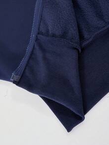 SHEIN 两件套少女灰色碎花连帽拉链开衫，宽松版型，罗纹腰身，搭配同款宽松舒适运动裤，休闲运动学院风套装，适合户外、室内、运动、聚会、上学等场合，春、秋、冬季皆宜。 - 藏蓝色 - 查看 9