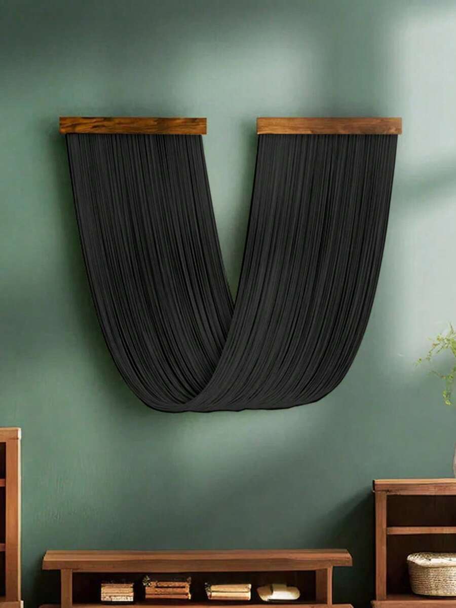 Tranh treo tường Macrame dệt thủ công phong cách Bohemian - Tranh nghệ thuật sợi đen khổ lớn trang trí phòng khách và phòng ngủ, phong cách Boho hiện đại, trang trí tường nhà tối giản. - Nhiều màu - Xem 1