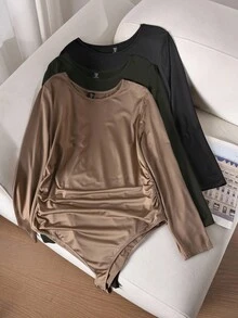 CosyJoli 大码休闲纯色长袖连体衣 - 彩色 - 查看 7