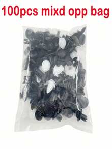 100 PCS Of Bumper Clips, Car Clips, Plastic Rivets, A Set Of Car Fasteners With Various Sizes, Including Push-Type Fasteners And AFastener Removal Tool. - Black and White - View 5
