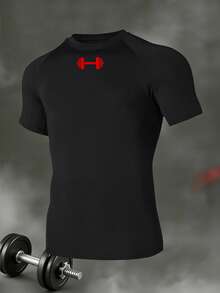 GymBeat Men's Spider Print Raglan Short Sleeve Casual Fitness Workout T-Shirt Compression Shirt Men - Black - View 4