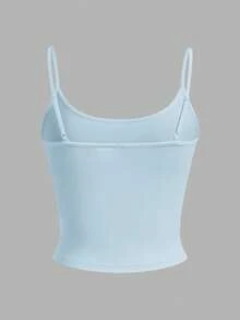 SHEIN EZwear 4pcs Women's Solid Color Tight Fitting Cropped Casual Camisole Set, Summer Spring