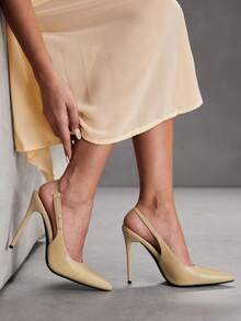 CUCCOO SZL Women's Pointed Toe Stiletto High Heel Black Fashion Sexy Evening Party Pumps With Ankle Strap Valentine's Day - Apricot PU - View 6