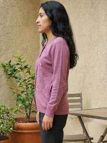 Women's Soft Sweater With Colorful Flower Embroidery - Bean paste powder - View 3