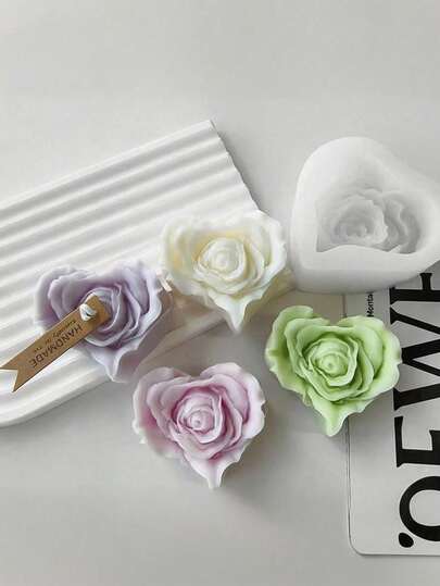 Couple And Love Rose Silicone Mold, Warm Resin Crystal Crafts Making, Handmade DIY Tabletop Art Deco Ornaments, Perfect For Home Decoration And Gift Ideas, Plaster Cast - Silicone, Wedding Valentine's Day Anniversary Candlelight Dinner, Table Decoration