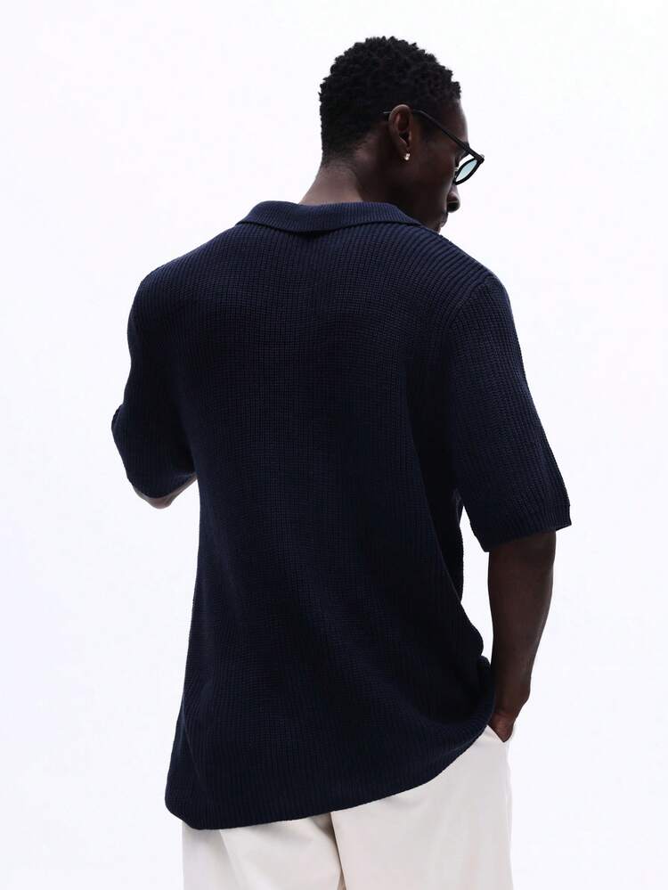 Waffle Knit Short Sleeve Polo