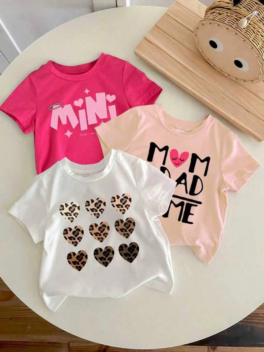 SHEIN Leap Crew Atasan Bayi Perempuan Plain - MultiWarna - View 1