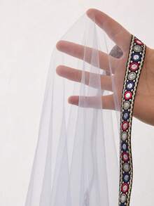 Vestido largo tradicional para adolescentes, de manga transparente con bordado en azul claro, corte holgado, adecuado para uso diario, ir al trabajo, festivales y celebraciones, con un toque suave, para primavera/otoño - Morado - Ver 7