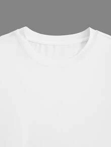 Manfinity Homme 男士字母印花圆领短袖休闲T恤和抽绳腰短裤套装 - 黑與白 - 查看 3