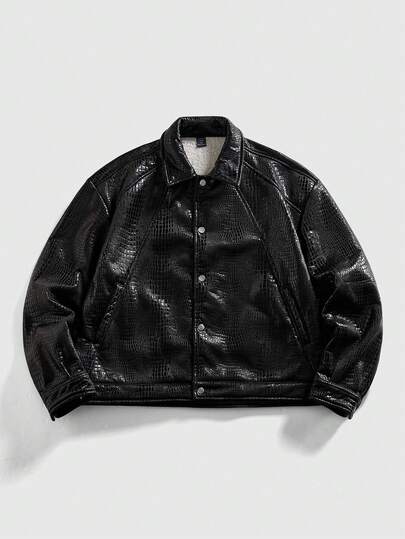 Street Life Men's Fashionable Versatile Fleece Lined Jacket, Retro Street Style, Autumn/Winter