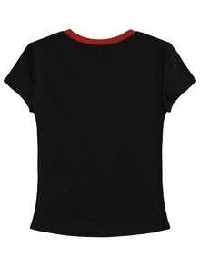 Y2Kool Maria Clara Maia 多色猫咪图案背心“Life Vibe Y2K”休闲短款修身T恤，适合秋季、冬季、度假、外出、派对、日常穿着，街头风女装派对吊带背心可爱T恤猫咪衬衫T恤可爱T恤图案上衣辣妹黑色 - 彩色 - 查看 3