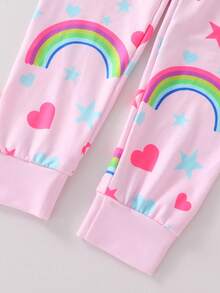 Young Girls Pajamas-2 Piece Pajama Set Spring To Summer Snug Fit Tight Fit Pajamas - Baby Pink - View 5