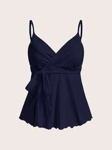 CovetEZ 女士藏蓝色V领休闲针织背心 - 藏蓝色 - 查看 2