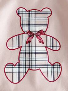 2pcs Baby Girls Casual Cute Bear Print Top And Classic Plaid Leggings Set, Snug Fit Homewear Plaid Bear Print Pajama Set Toddler Cotton Pajama Girl Baby Clothes Girl Plaid Baby Girl Long Sleeve Set Baby Pajama Set "Tight Fit Pajama","Tight Fit","Snug Fit Plaid Baby Loungewear Baby Girl Plaid Pajama Set - Multicolor - View 5