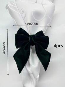 4个布艺蝴蝶结餐巾环，适合圣诞餐桌装饰，蝴蝶结、蕾丝蝴蝶结、派对婚礼蝴蝶结餐巾环 - 彩色 - 查看 8